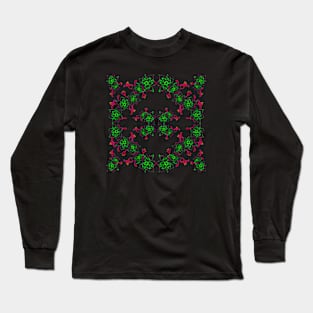 floral pattern of hand drawn flowers sketch Long Sleeve T-Shirt